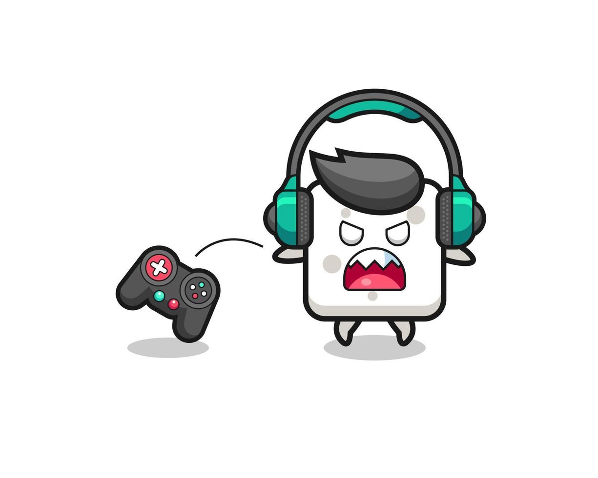 sugar cube gamer mascot is angry vector