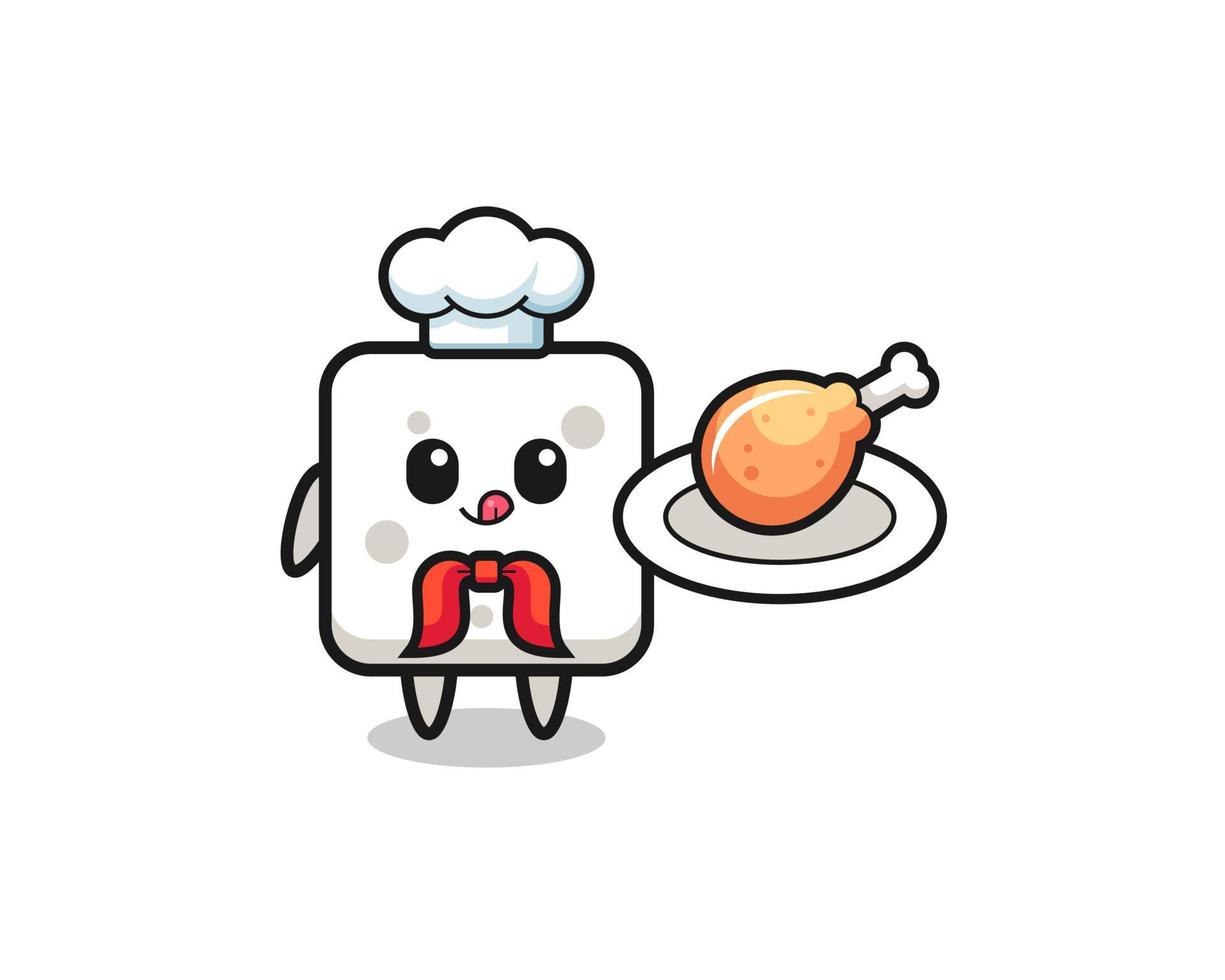 sugar cube fried chicken chef cartoon character vector