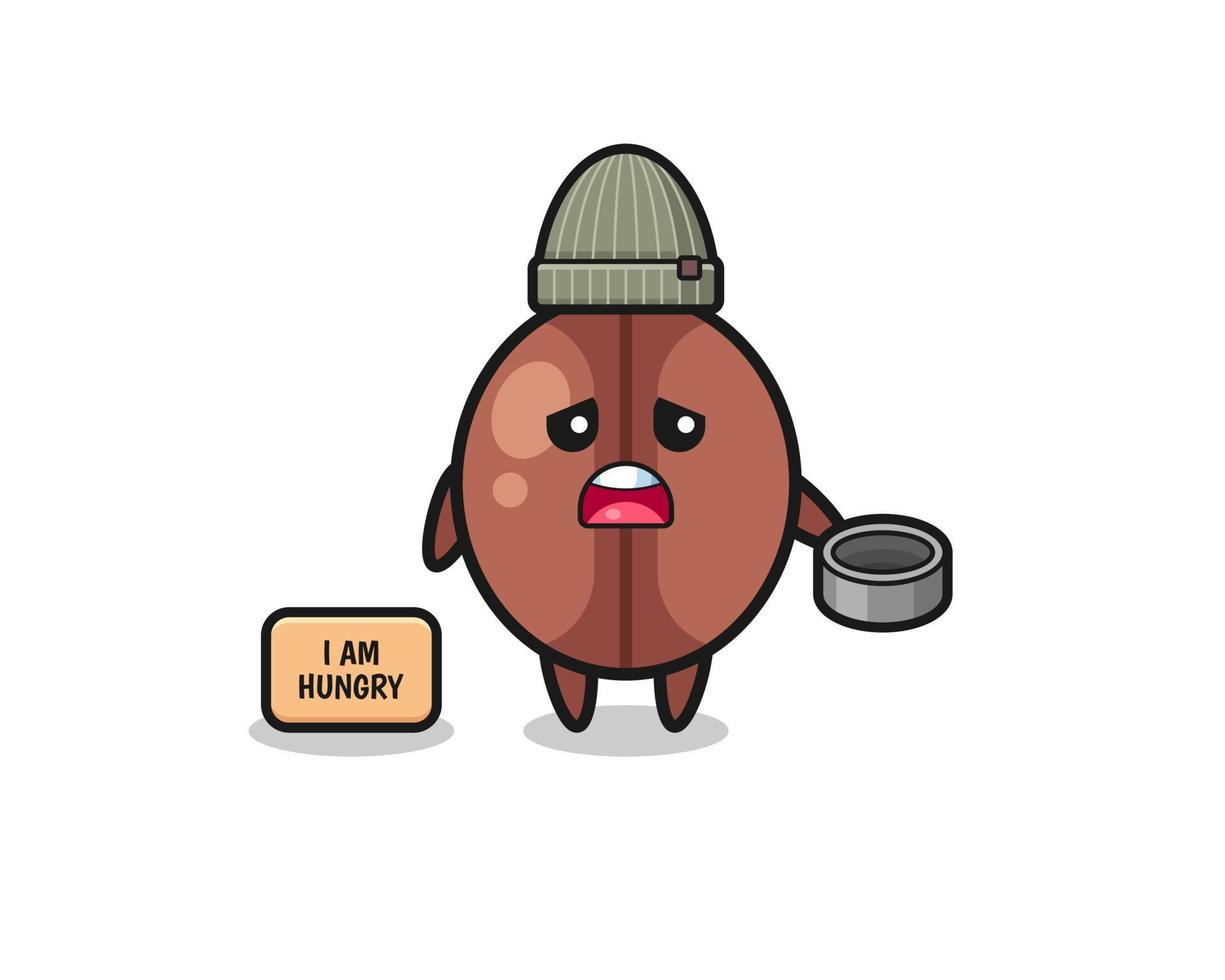 cute coffee bean beggar cartoon character vector