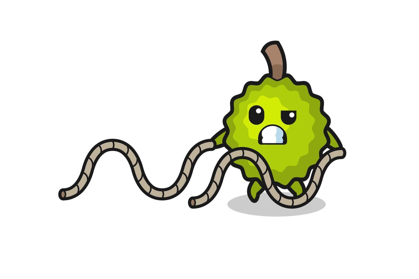 illustration of durian doing battle rope workout vector