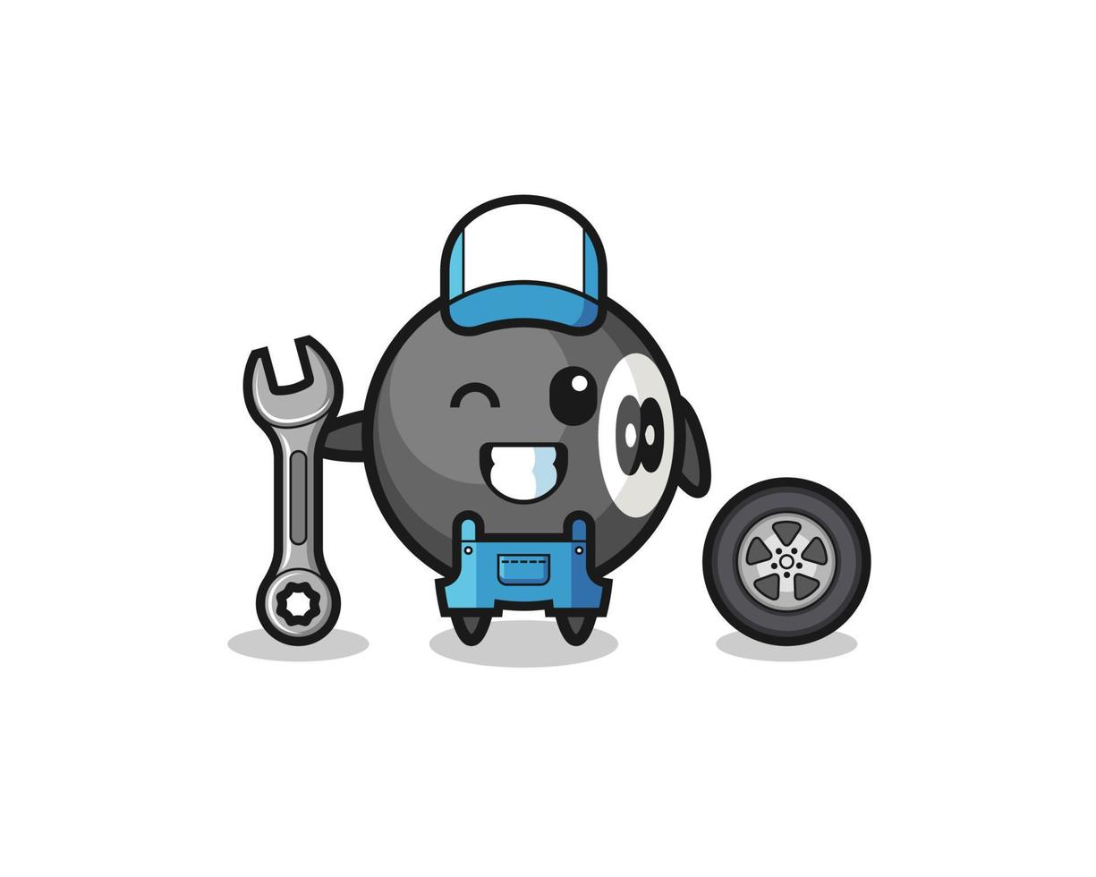 the billiard character as a mechanic mascot vector