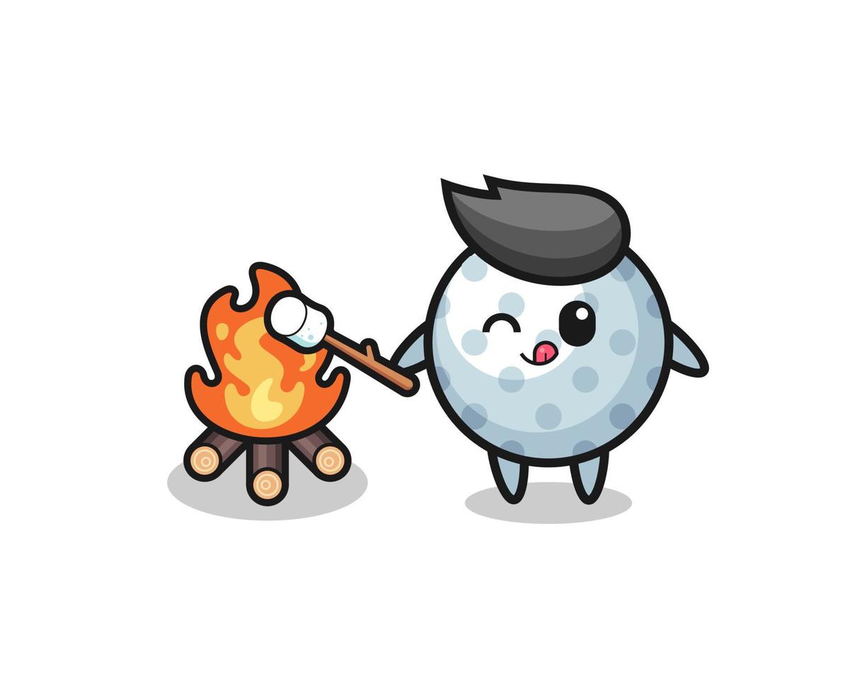 golf character is burning marshmallow vector
