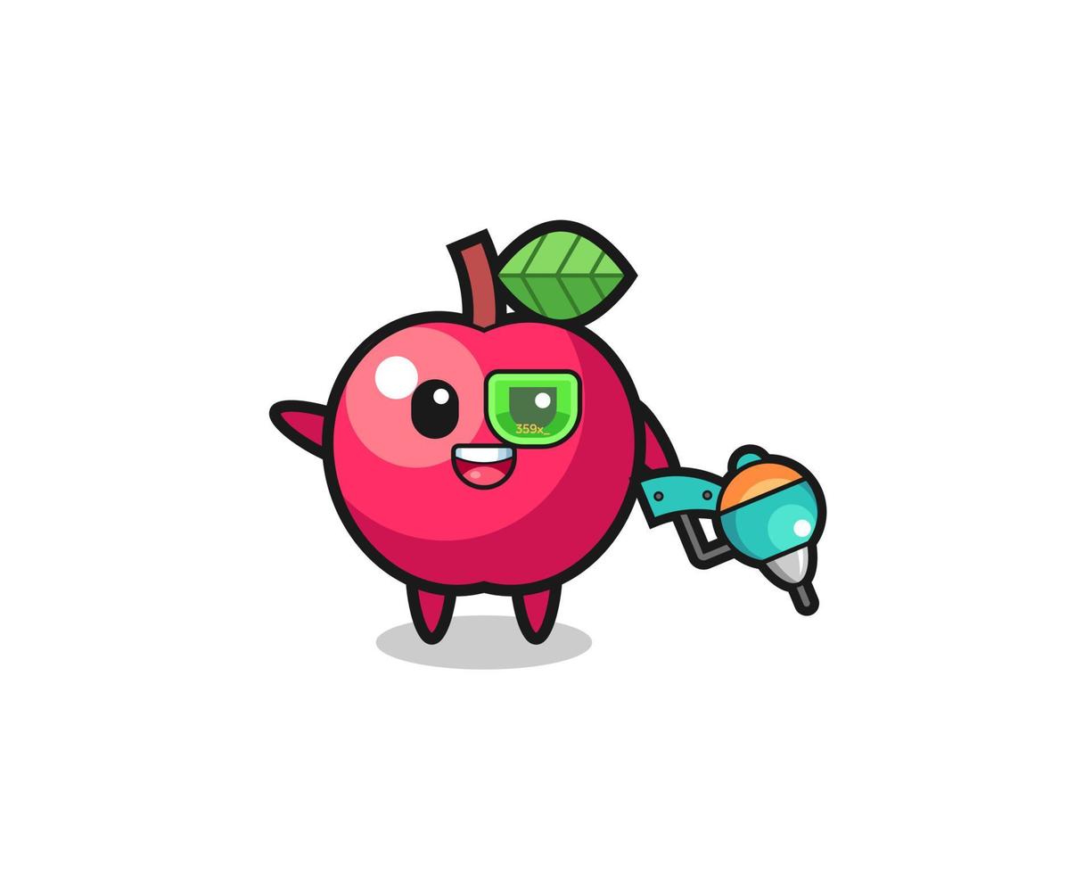 dibujos animados de manzana como futura mascota guerrera vector