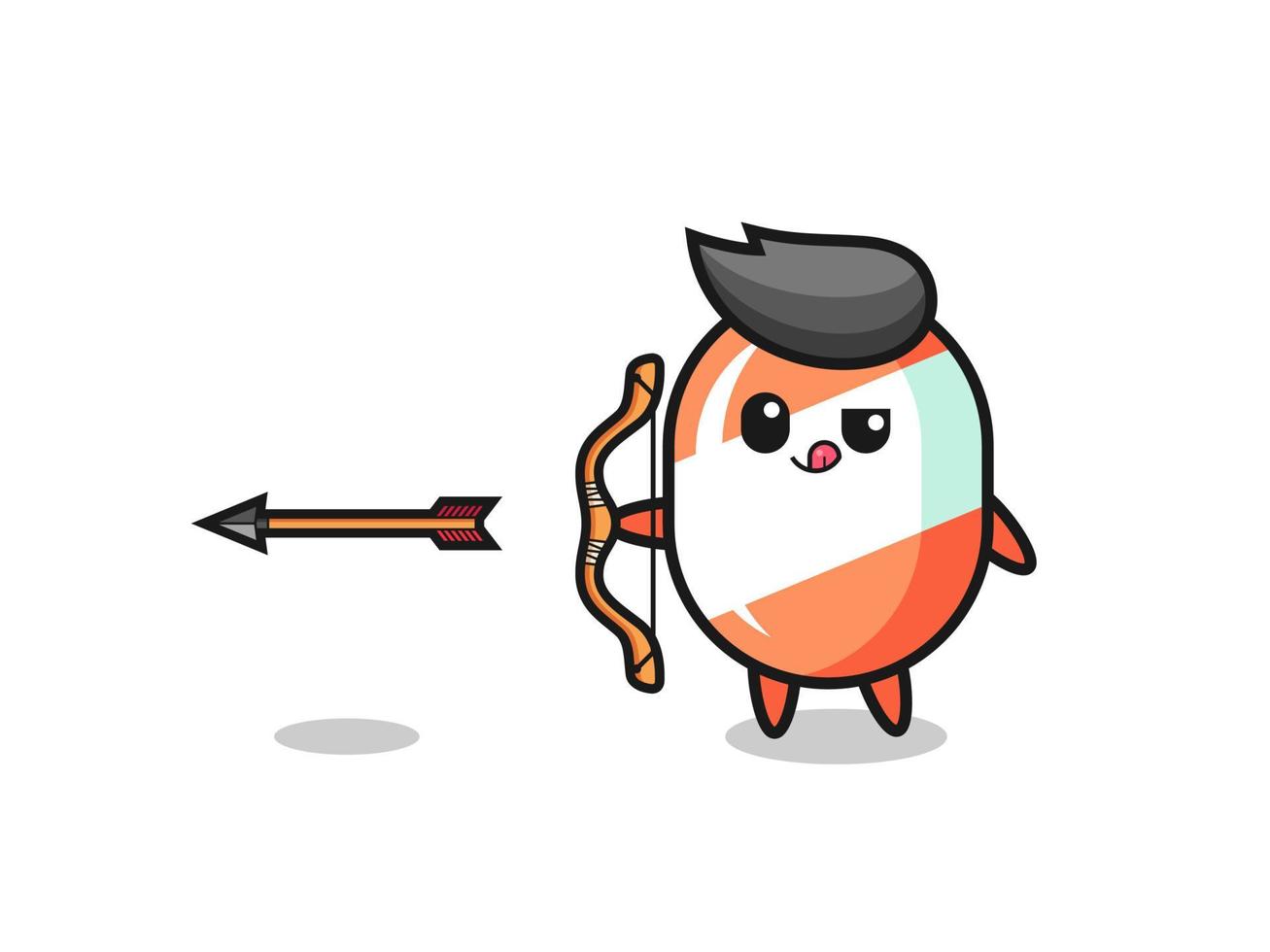 illustration of candy character doing archery vector