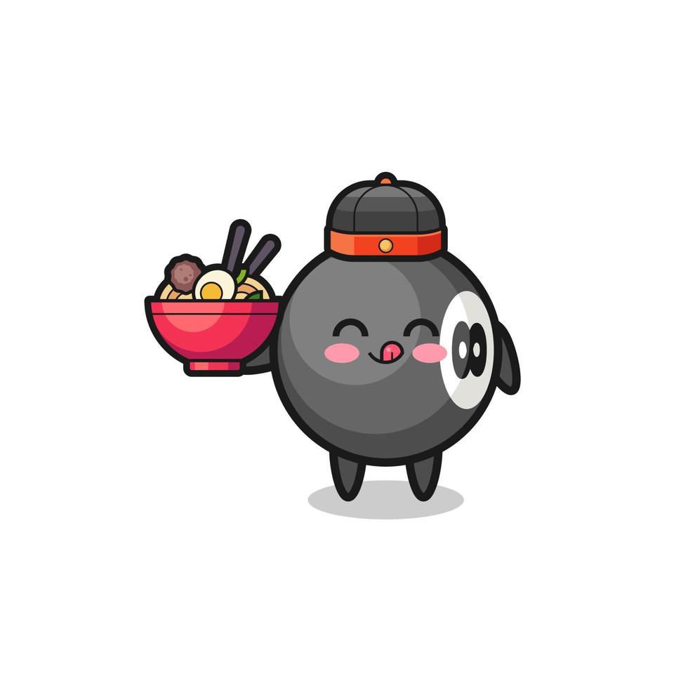 billiard as Chinese chef mascot holding a noodle bowl vector