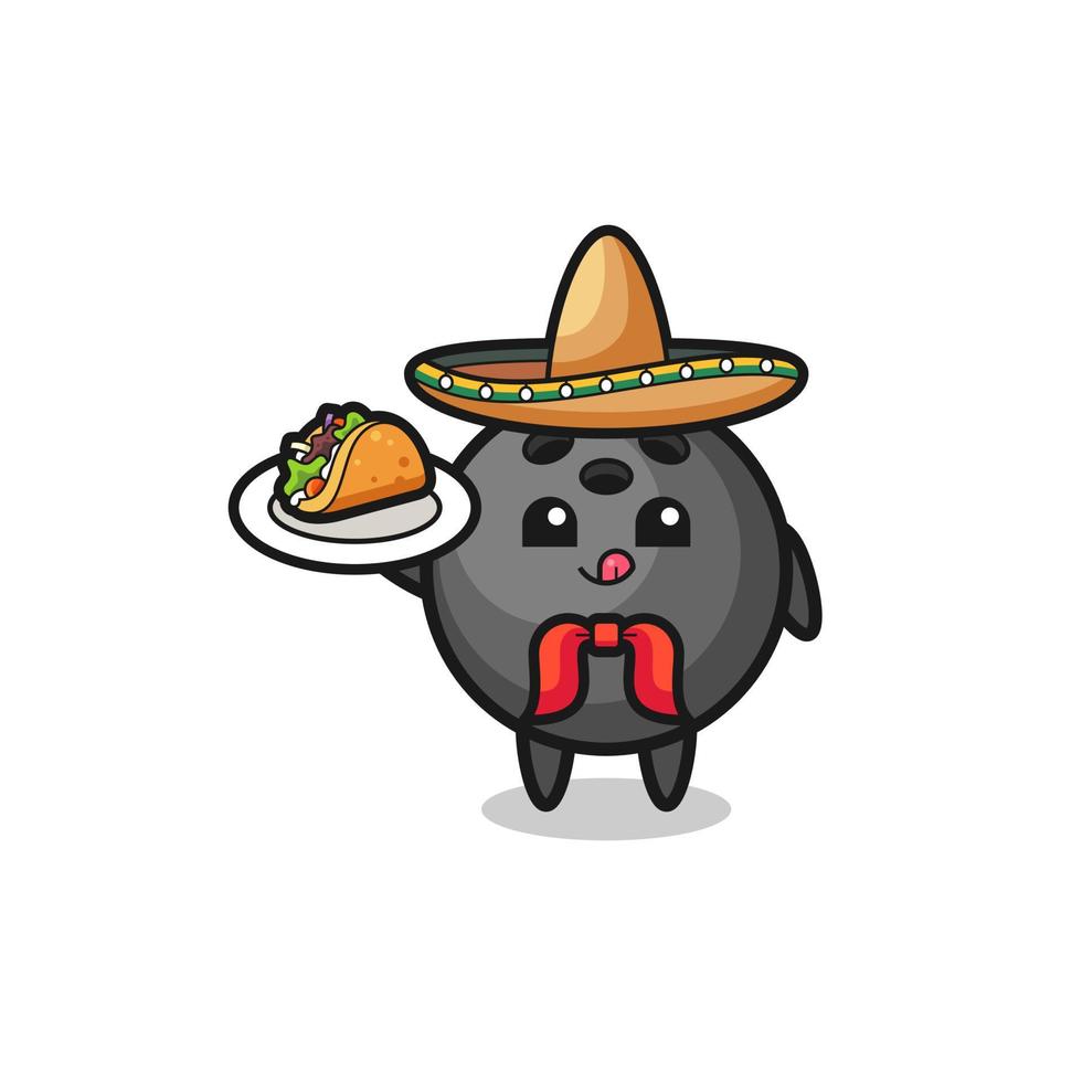 mascota del chef mexicano de bolos sosteniendo un taco vector