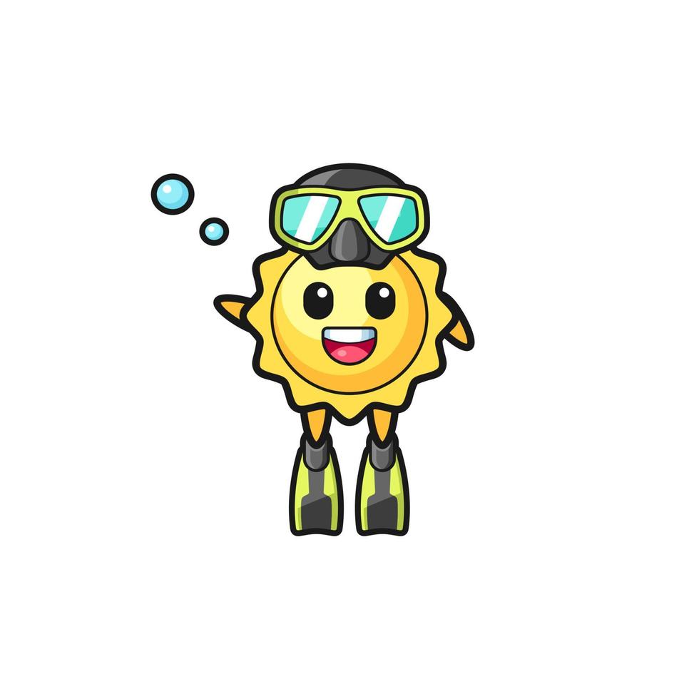 the sun diver cartoon character vector