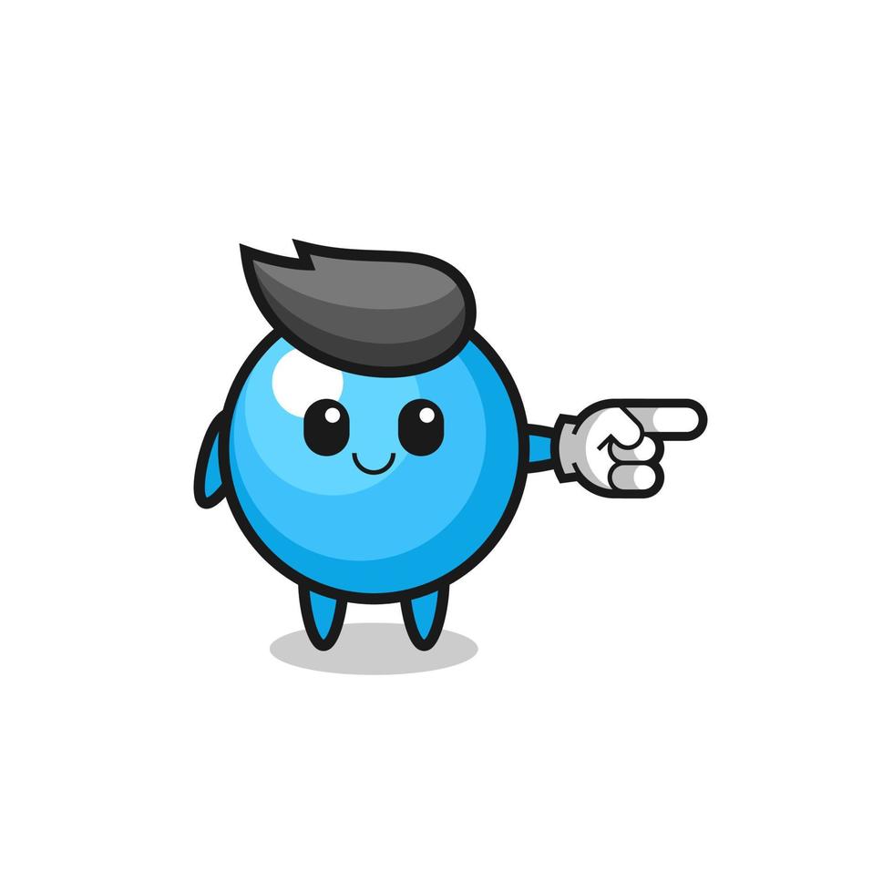 gum ball mascot with pointing right gesture vector