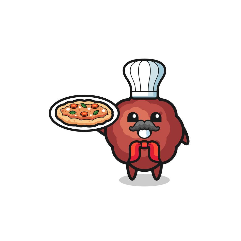 meatball character as Italian chef mascot vector