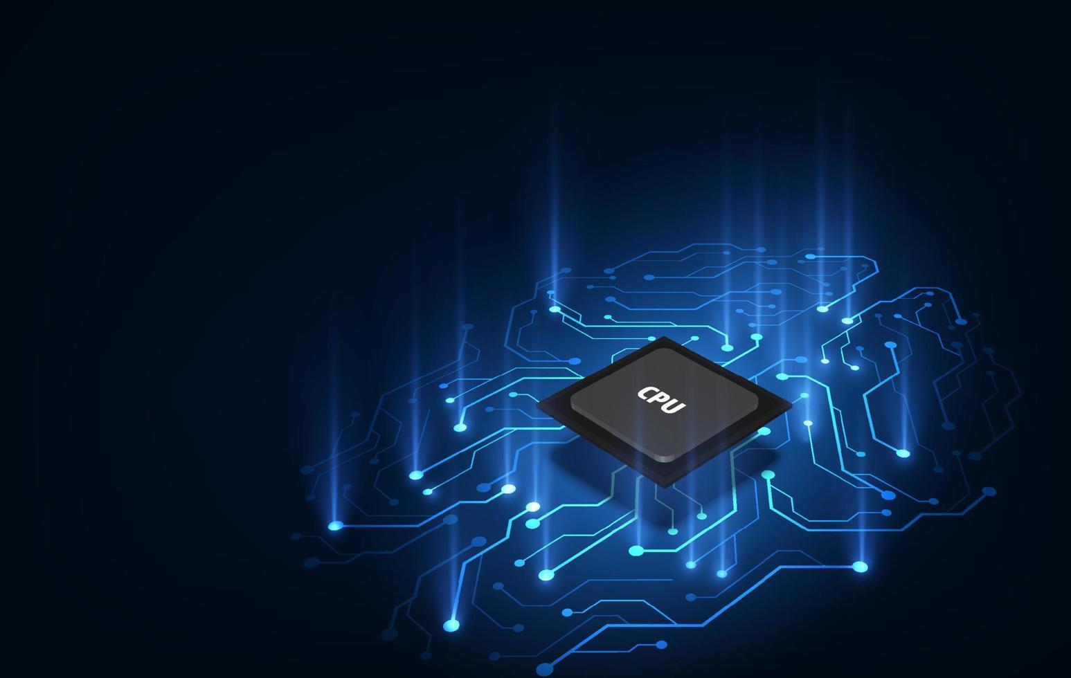 Quantum computer, large data processing, database concept.CPU isometric banner. Central Computer Processors CPU concept.Digital chip Futuristic microchip processor. vector