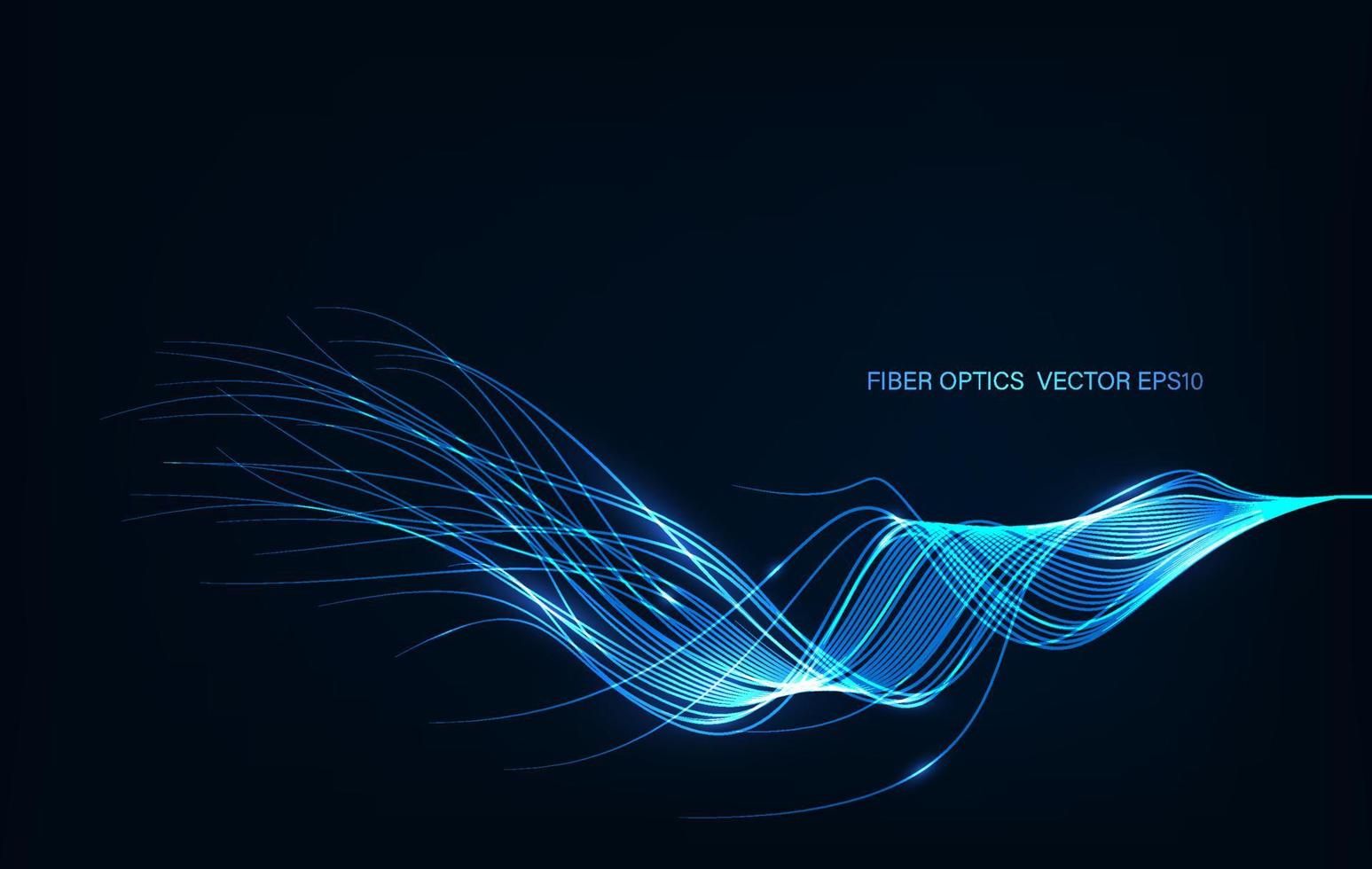 AI Artificial intelligence wave lines neural network. vector in concept of technology, fiber optics lights abstract background.