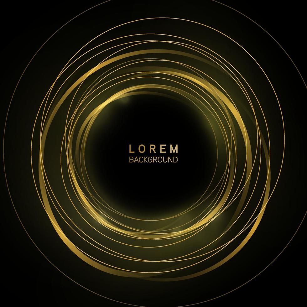 Abstract background golden rings with glow effect.vector illustartion vector