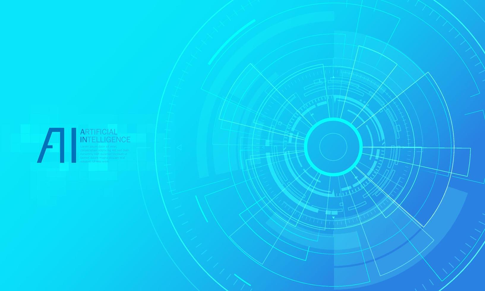 Vector Illustration artificial Intelligence landing page. Website template for ai machine deep learning technology sci-fi concept.