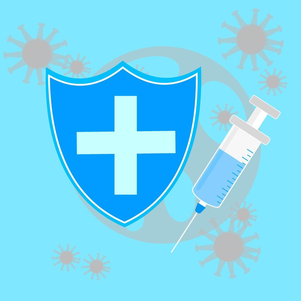 simple corona virus vaccine shield vector illustration