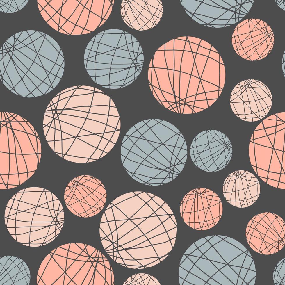 Balls of different sizes with stripes vector seamless pattern. Background for wallpaper, fabrics, wrapping paper, nursery and stationery