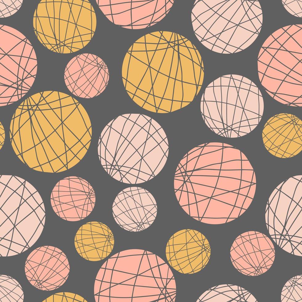 Balls of different sizes with stripes vector seamless pattern. Background for wallpaper, fabrics, wrapping paper, nursery and stationery