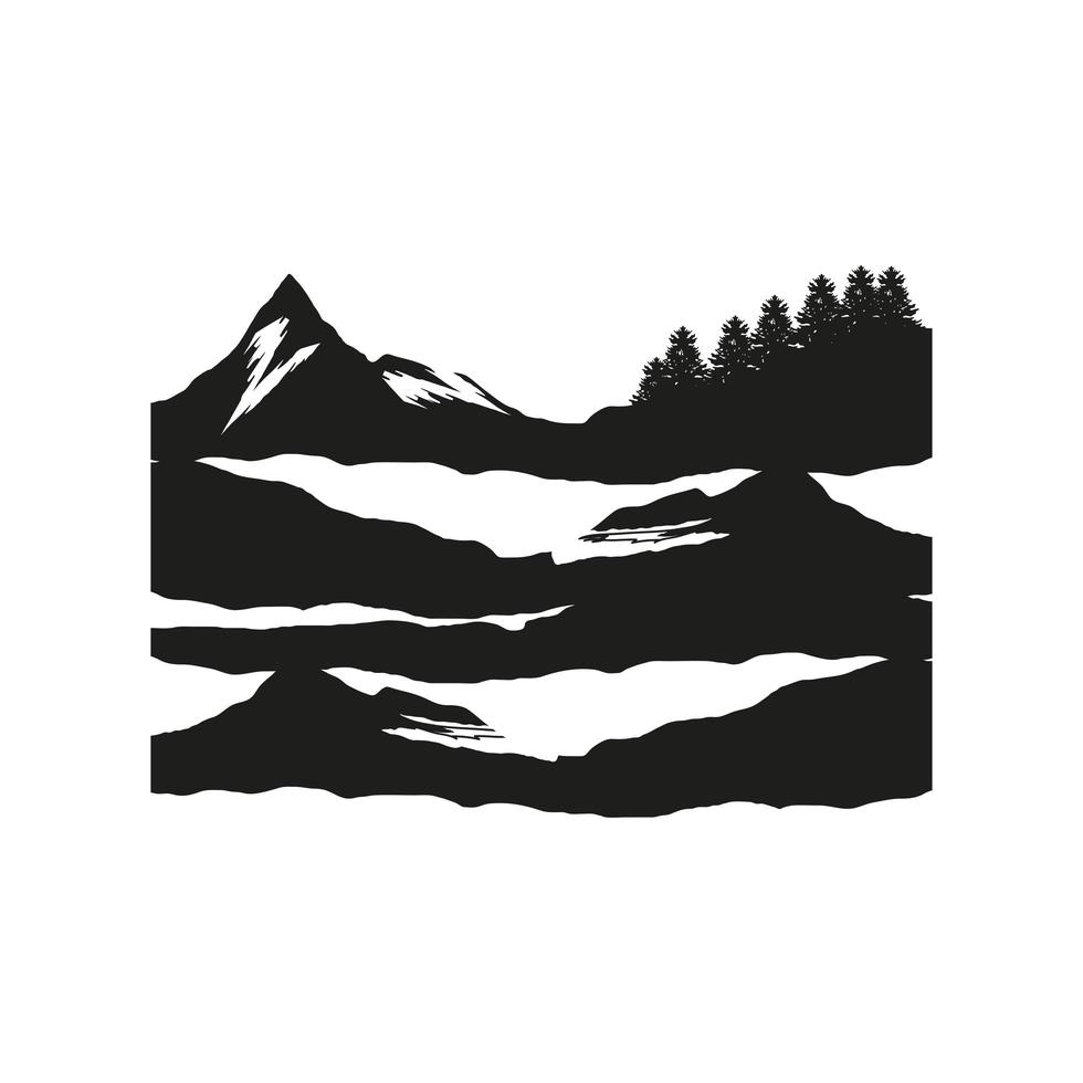 silhouette landscape trees vector