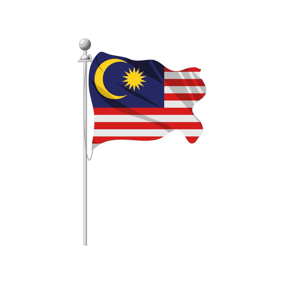 malaysia flag in pole vector