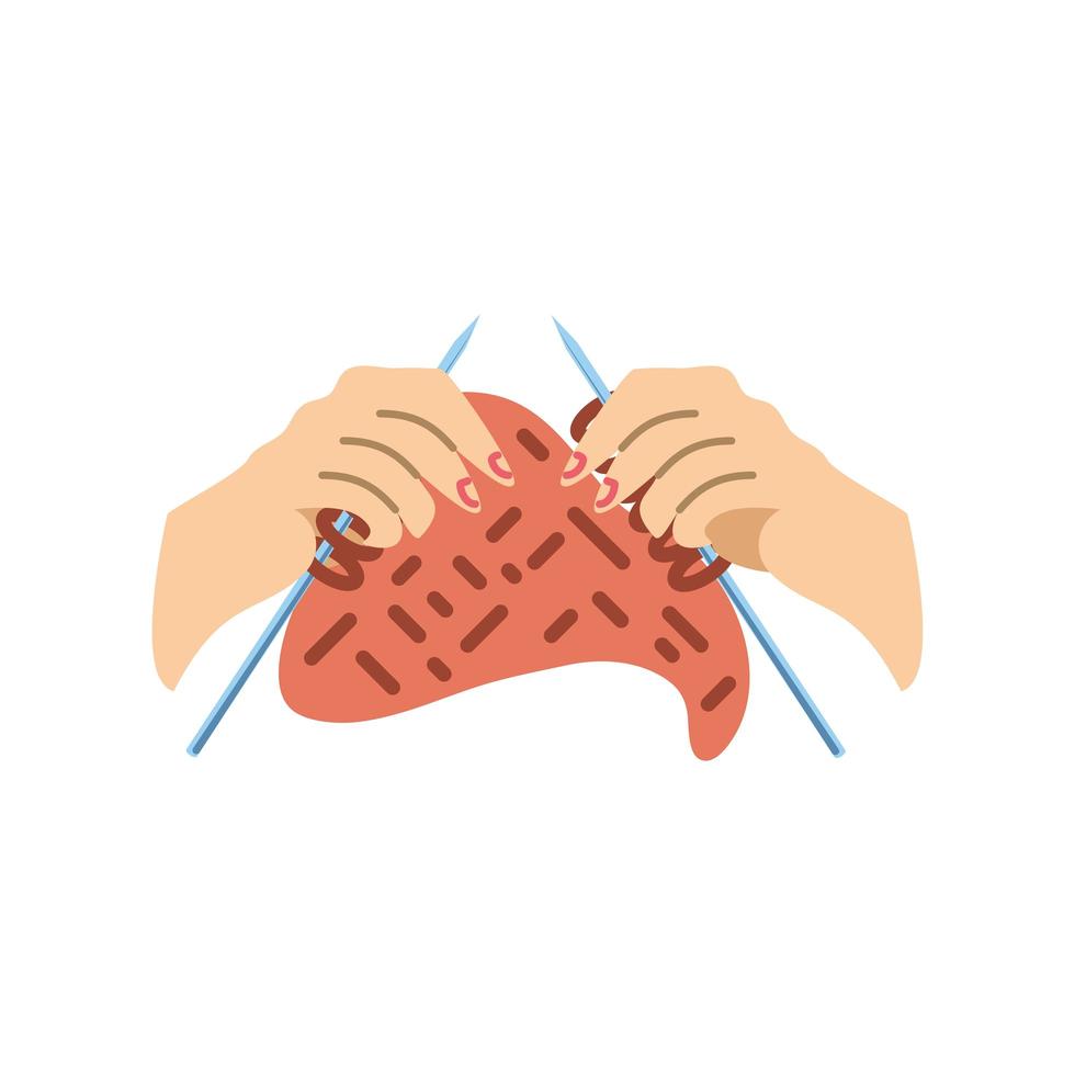 closeup of hands knitting vector