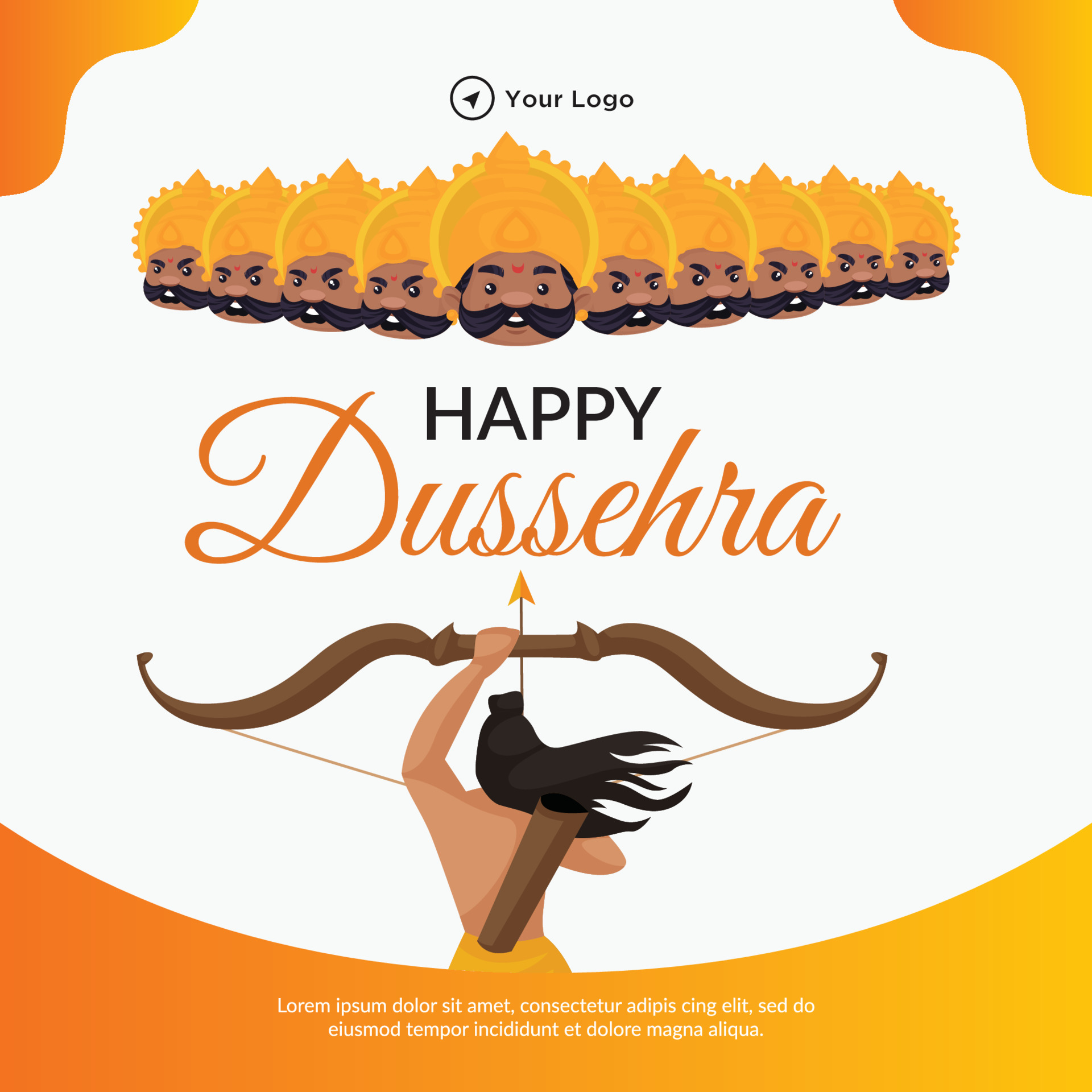 Creative banner design of Happy Dussehra Indian festival template