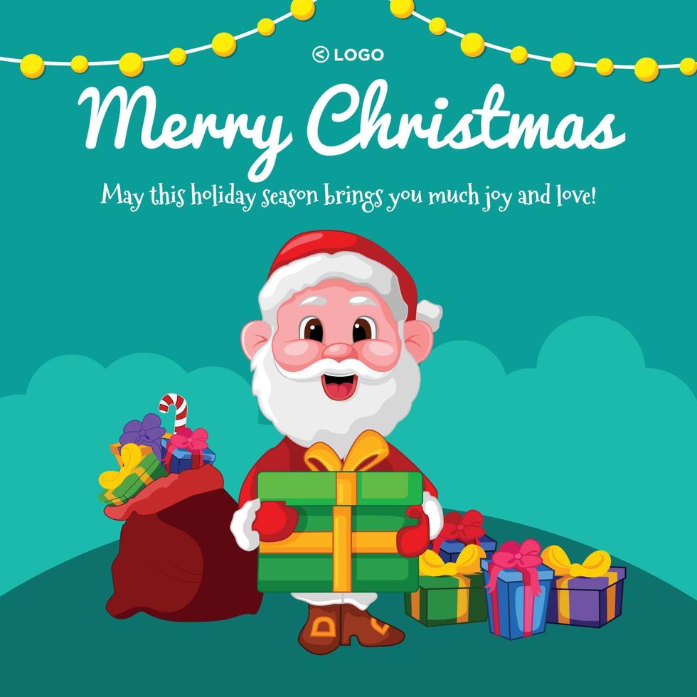 Banner of Merry Christmas template design. vector