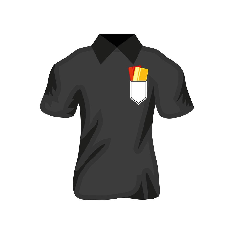 camiseta de árbitro de fútbol con tarjetas vector