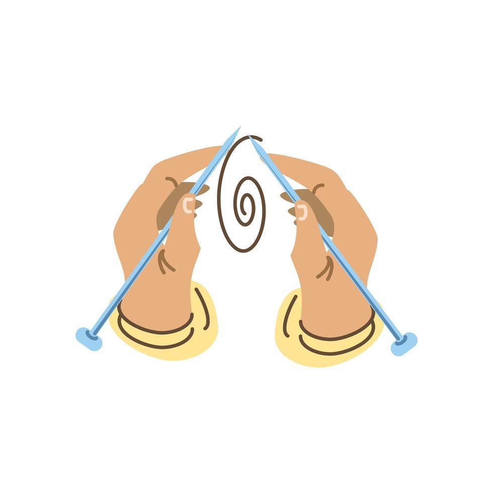 hand with needles knitted vector