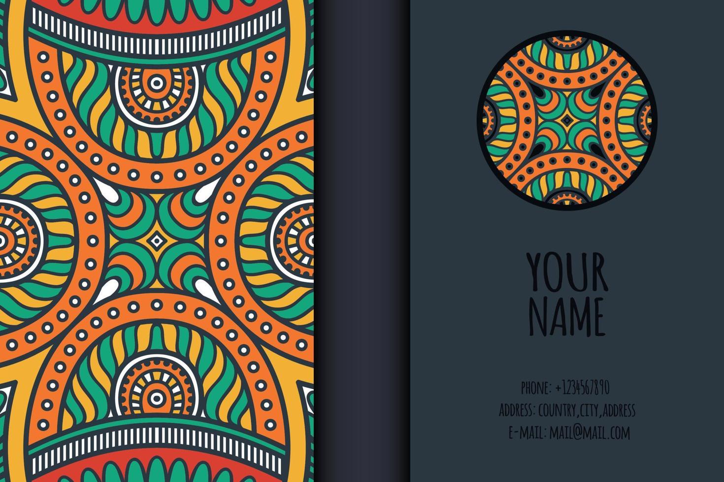 Business card with ethnic ornament vector