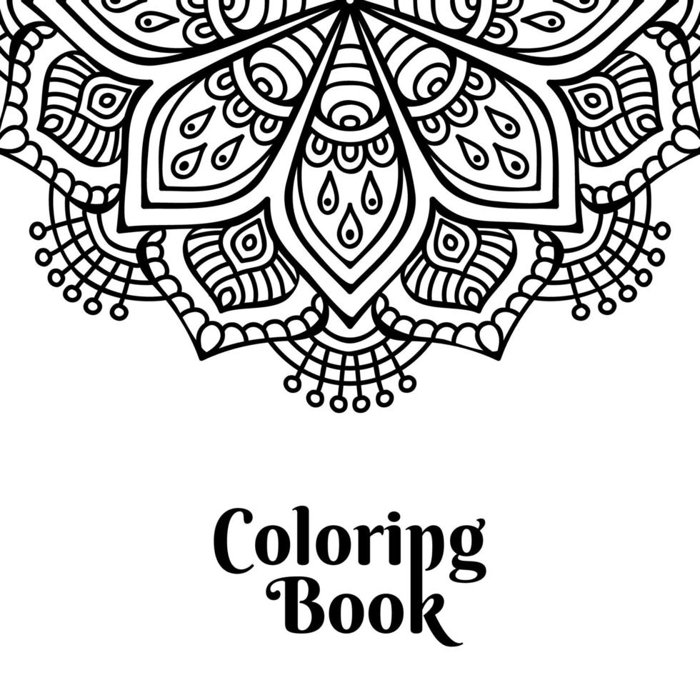 Coloring book page mandala black design vector