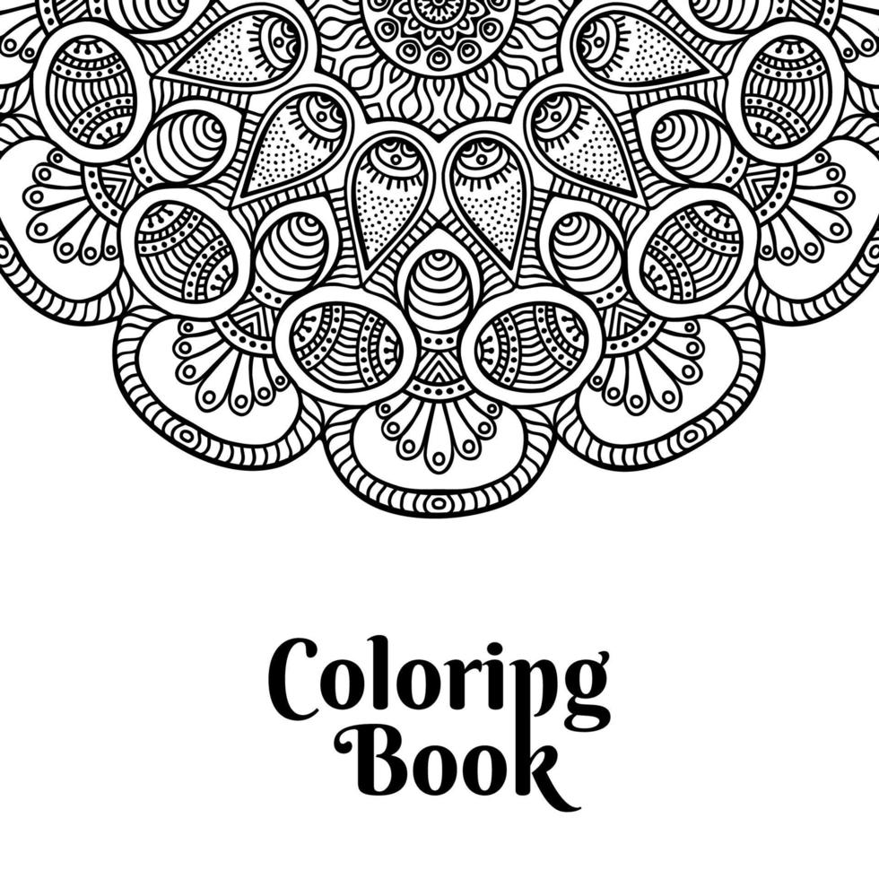Coloring book page mandala black design vector