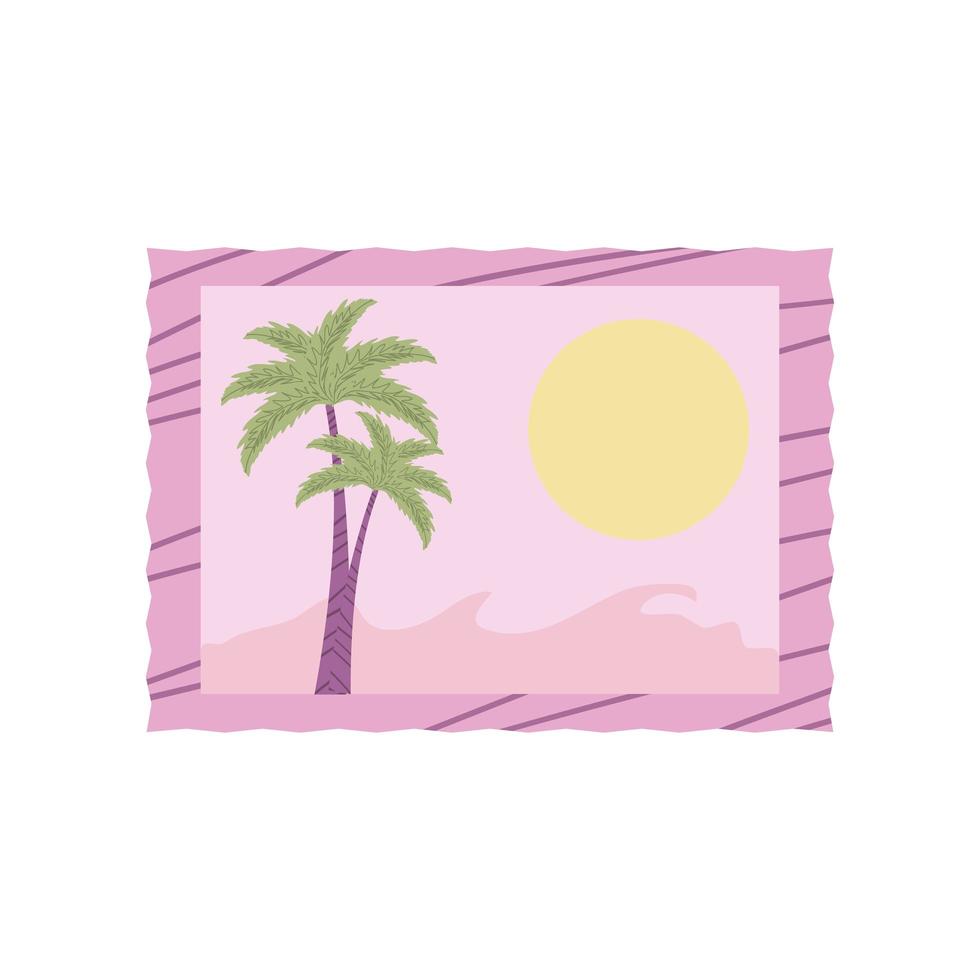 stamp landscape palm trees vector