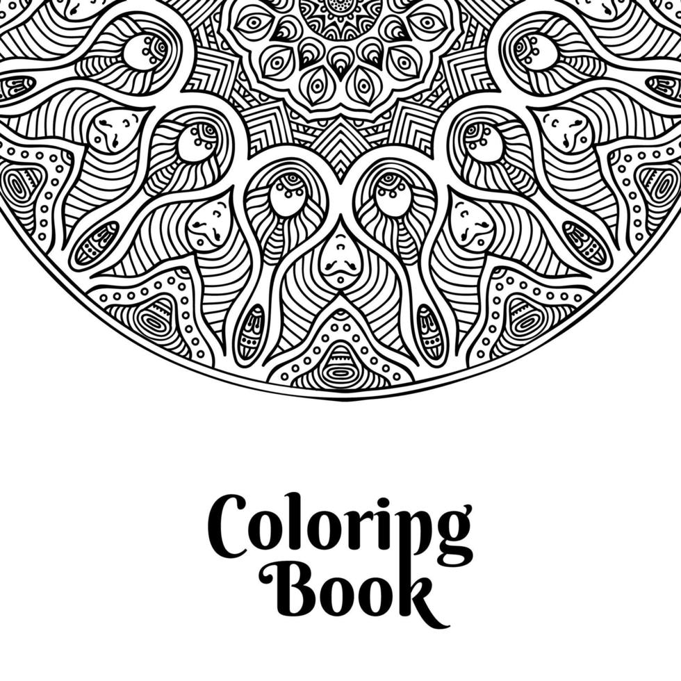 Coloring book page mandala black design vector