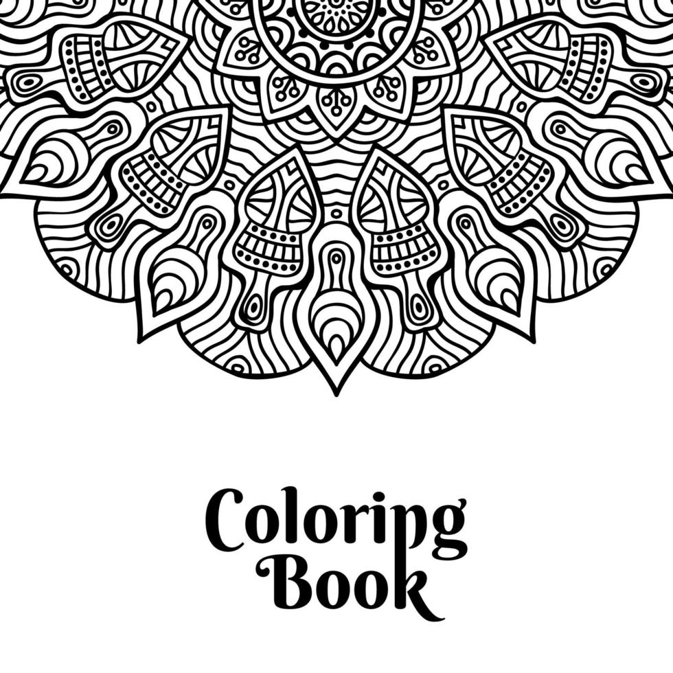 Coloring book page mandala black design vector