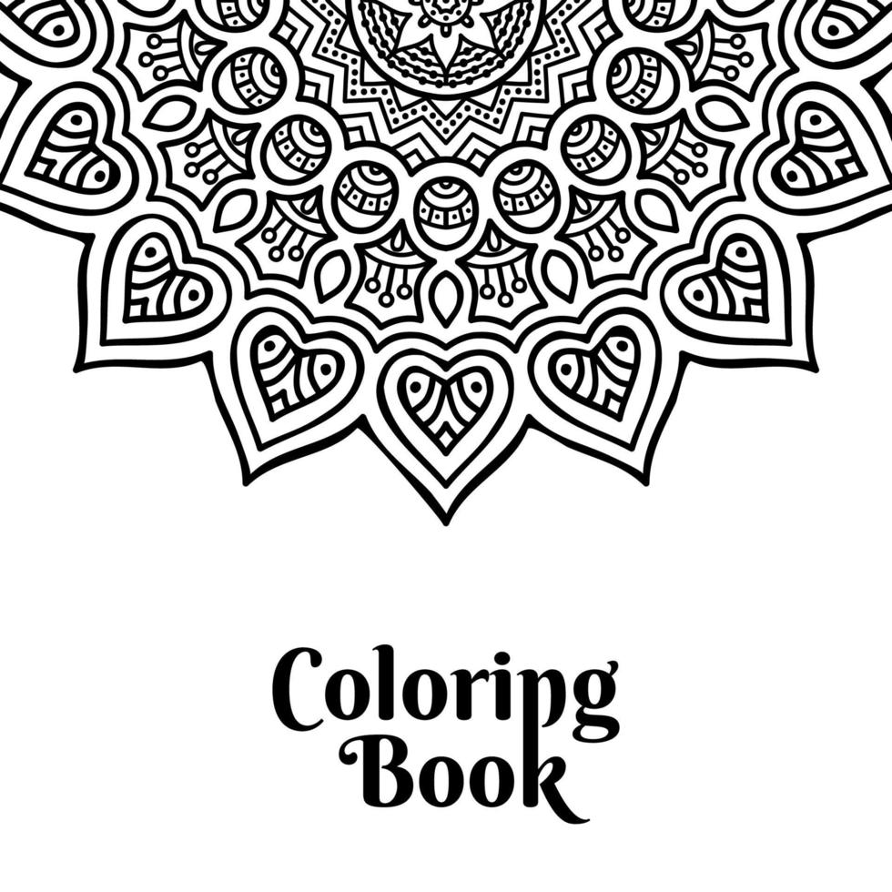 libro para colorear página mandala diseño negro vector