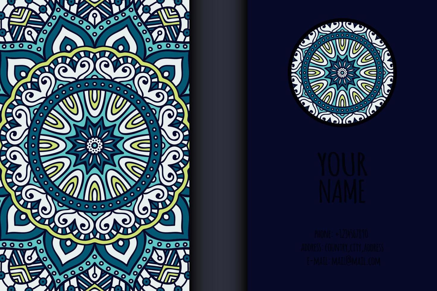 Business card with ethnic ornament vector