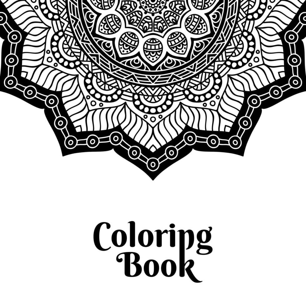 libro para colorear página mandala diseño negro vector