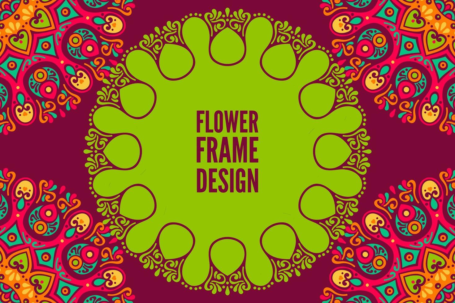 Flower frame design with mandala vector