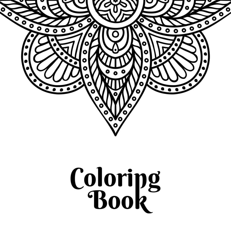 Coloring book page mandala black design vector