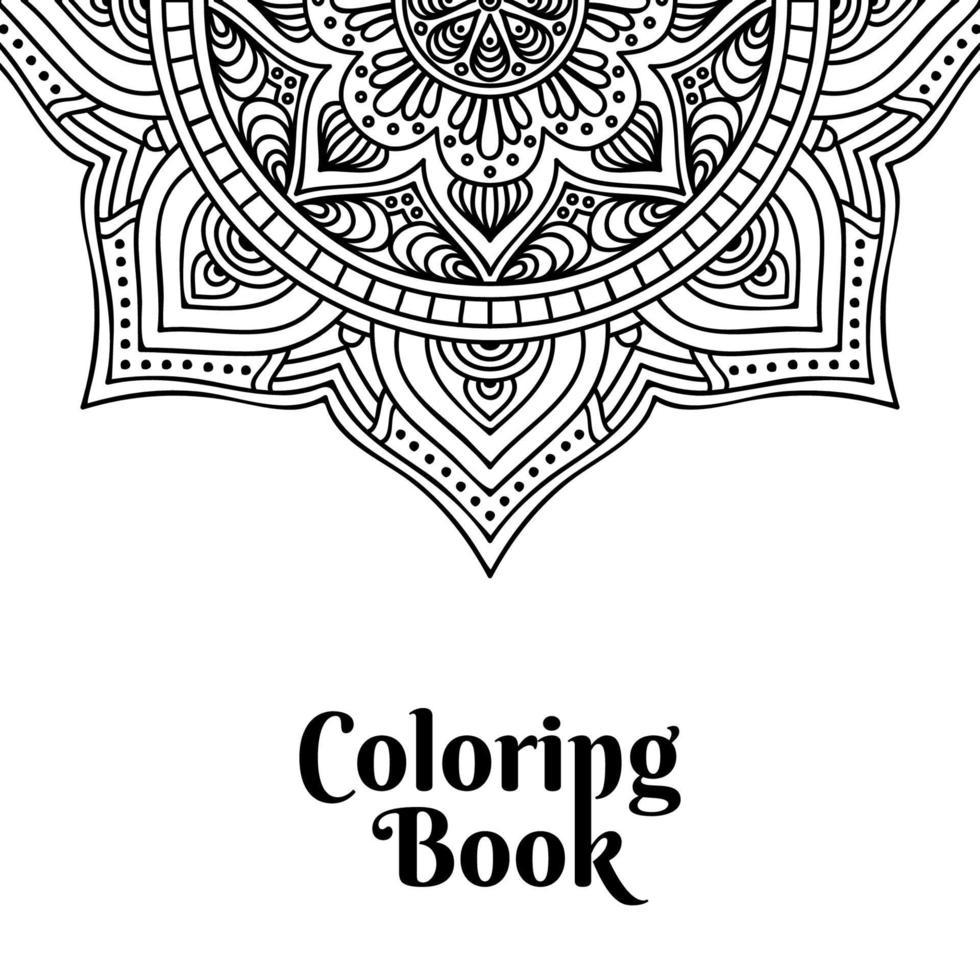 Coloring book page mandala black design vector