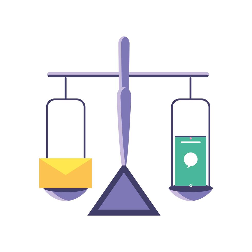 balancing smartphone and mail vector