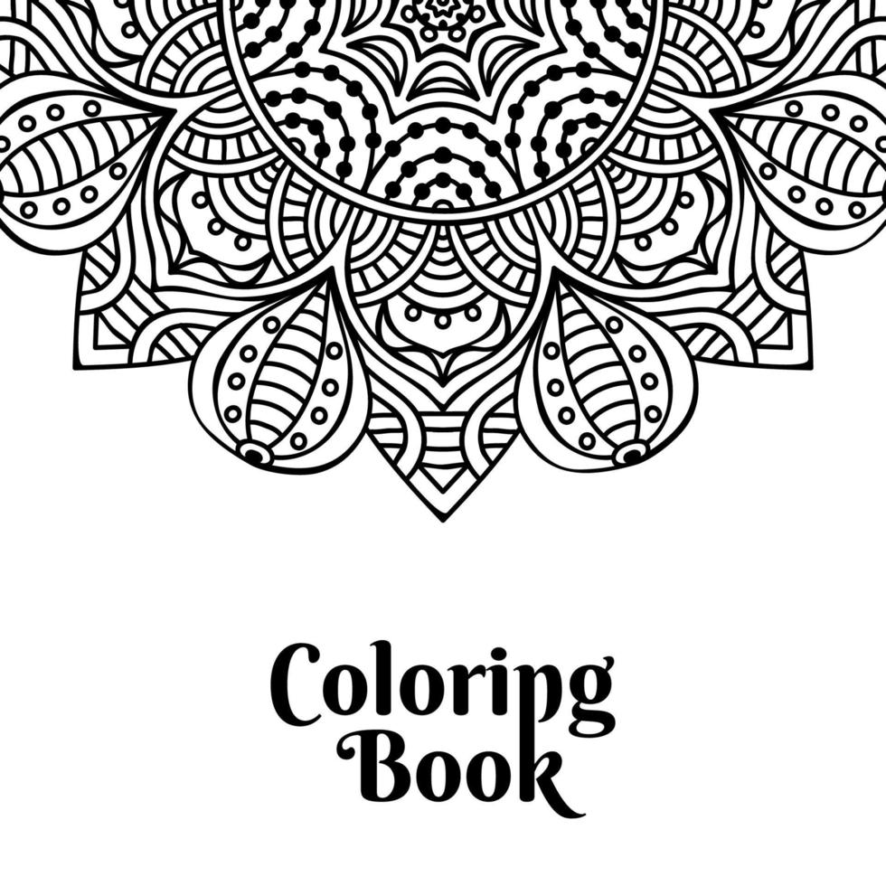 Coloring book page mandala black design vector