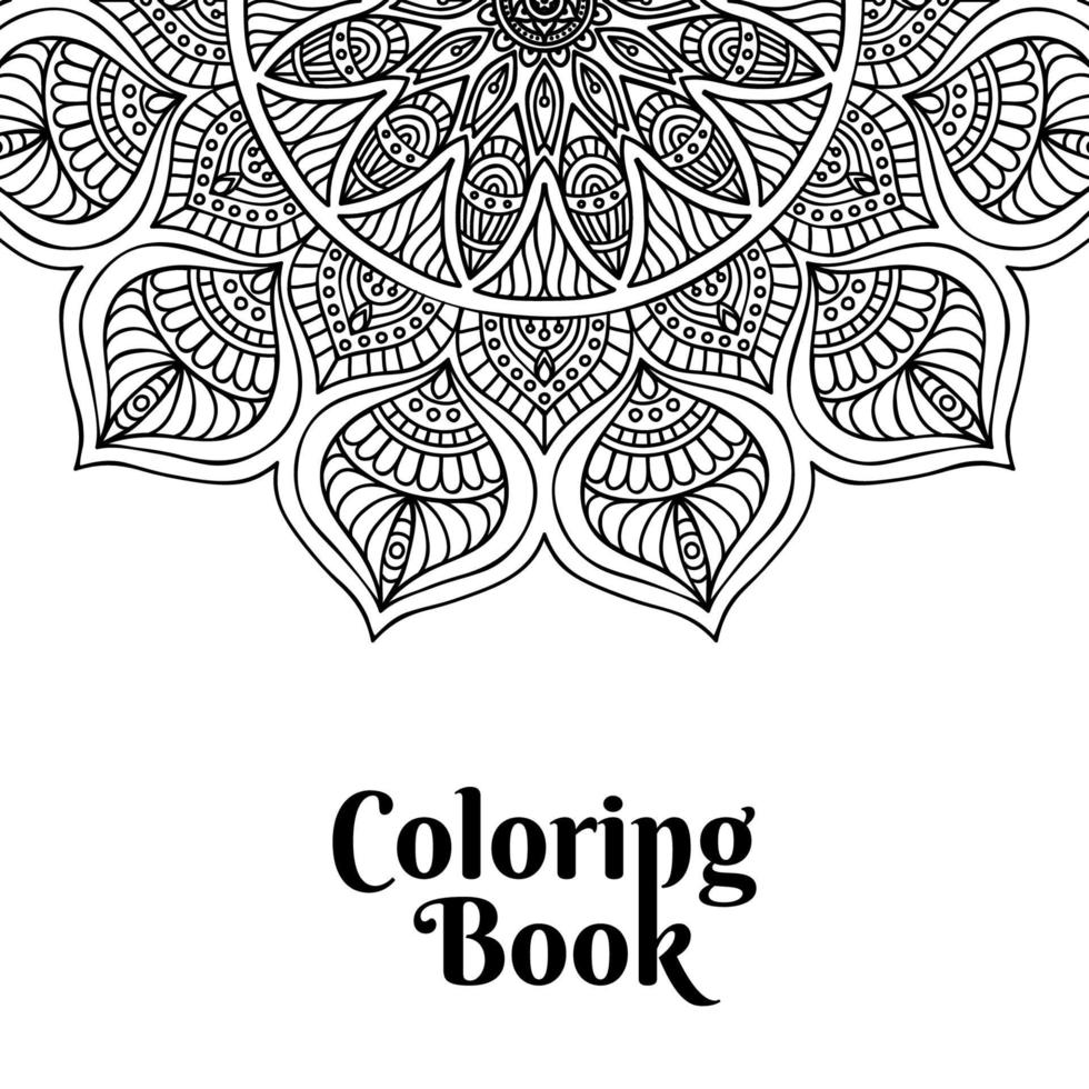 Coloring book page mandala black design vector