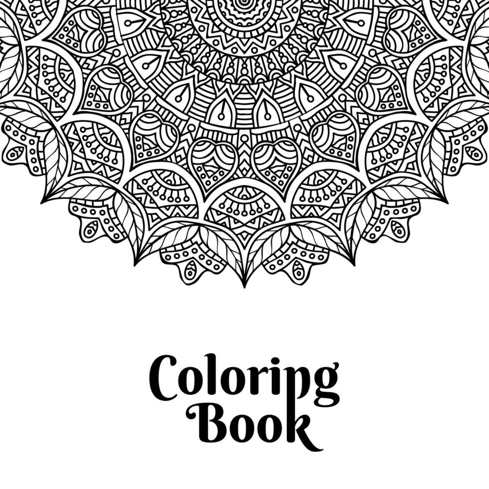 Coloring book page mandala black design vector