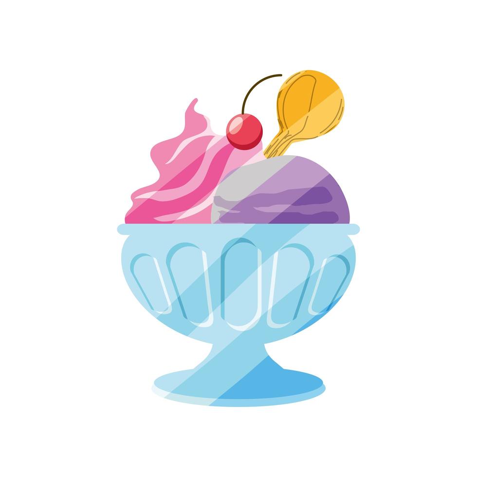 ice cream scoops on bowl vector