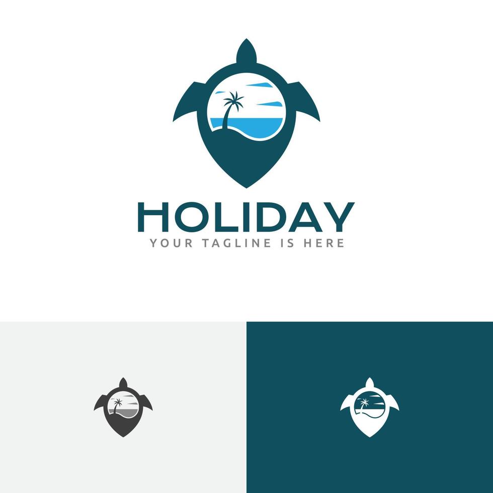 Sea Holiday Vacation Pin Map Turtle Logo vector