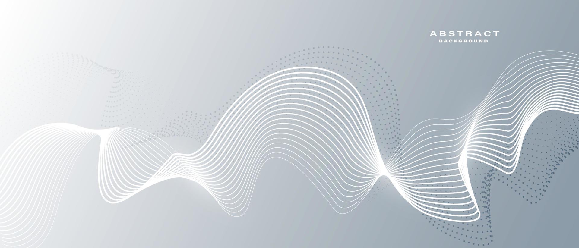 Grey white abstract background with flowing particles. vector