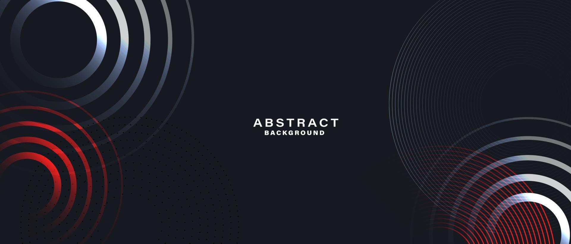Abstract black background with white circle rings. vector