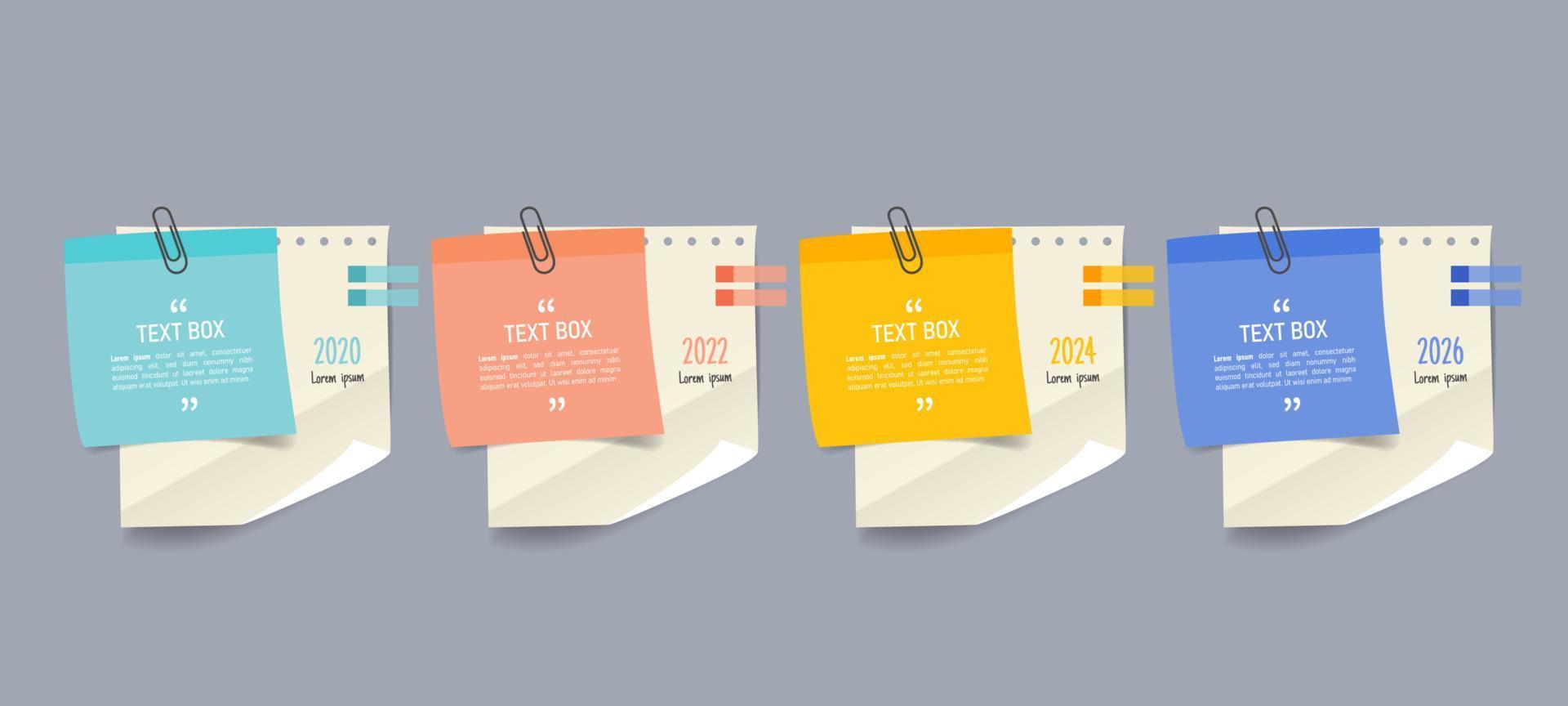 Text box design with notepapers mockup vector