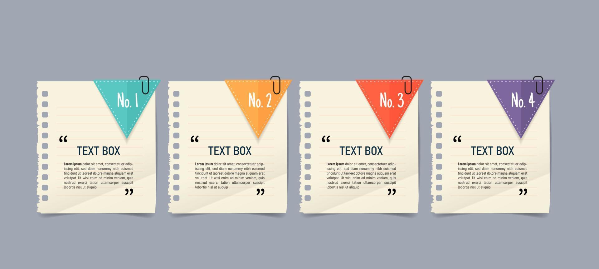 Text box design with notepapers mockup vector