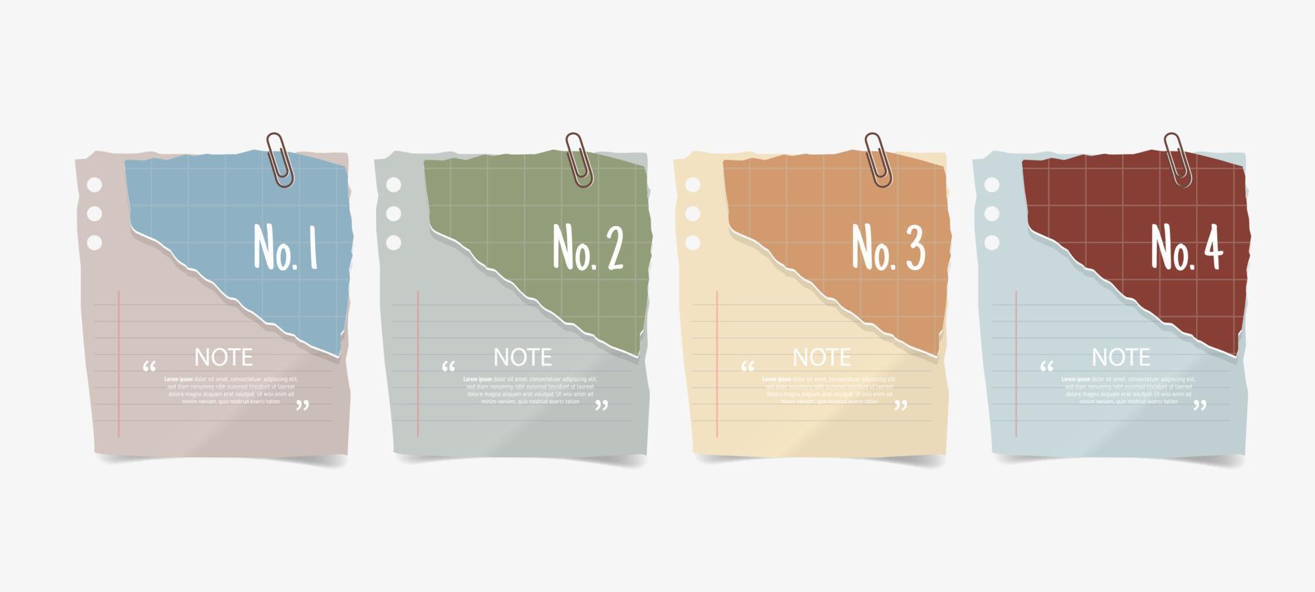 Text box design with notepapers mockup vector